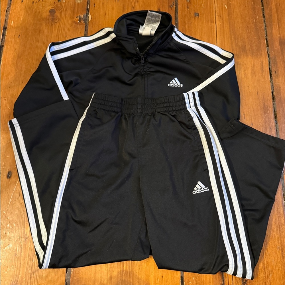 Adidas Black Athletic Pants with White Accents
